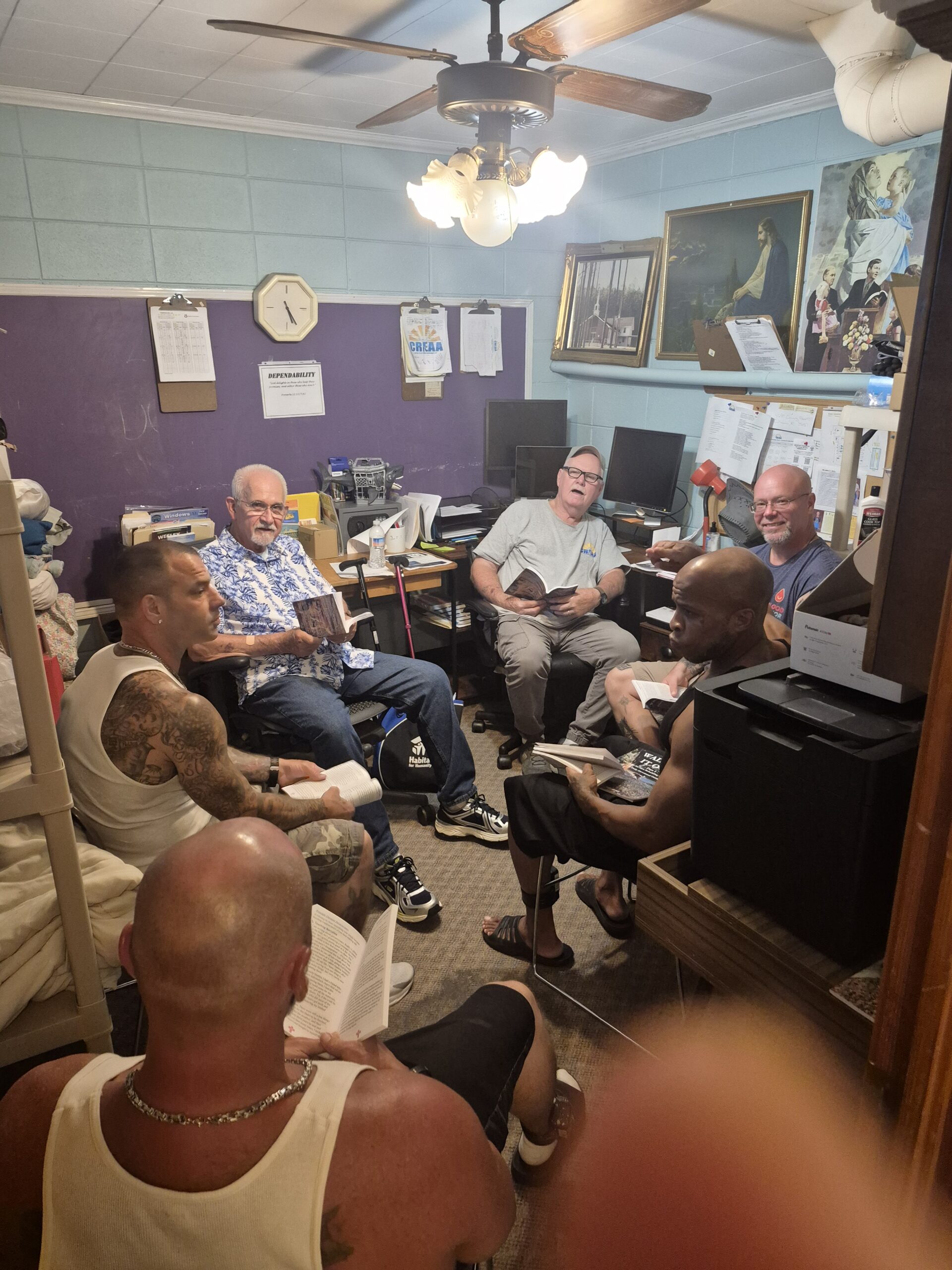 CREAA residents and leaders gathered for fellowship at the Bryan Clay House